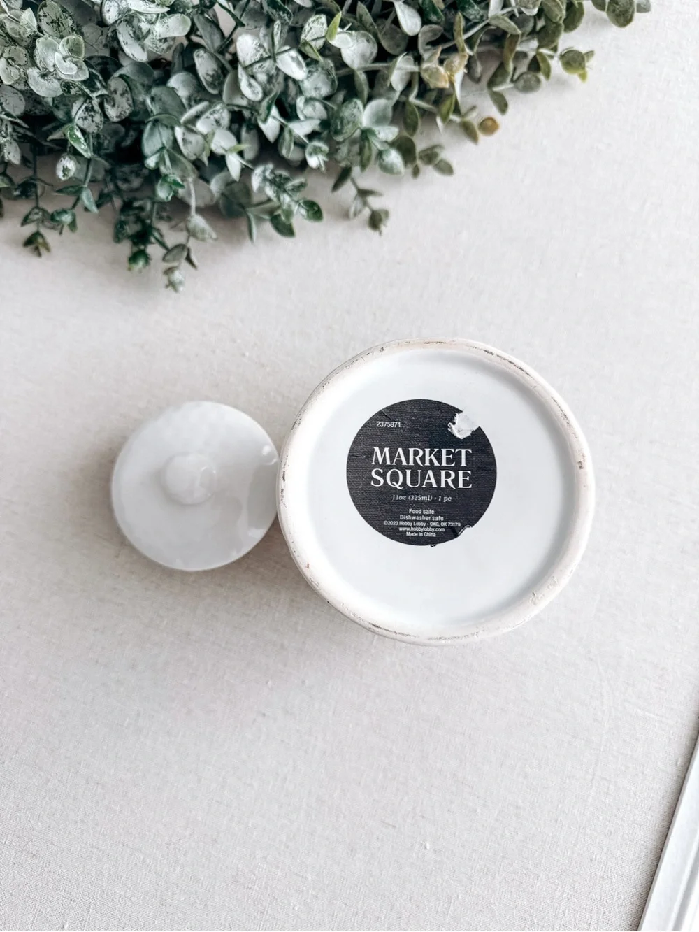 Market Square White Ceramic Honey Pot | Lidded Canister